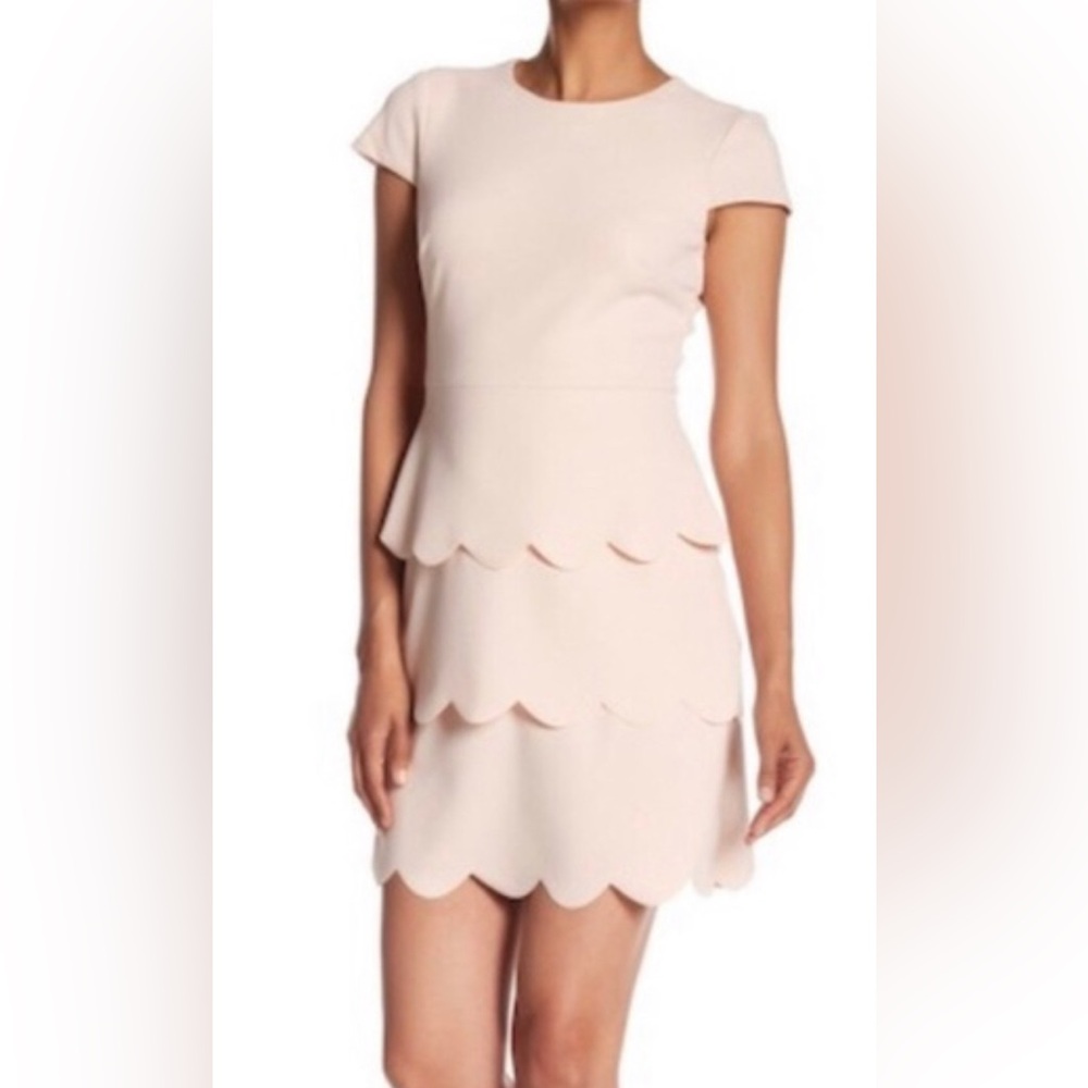 Vince Camuto blush pink scalloped cocktail dress